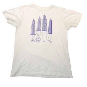 Brooklyn Industries Mens Skyscraper Graphic T-Shirt White Cotton Made in USA M